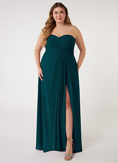Azazie Arabella Allure Vestidos de damas de honor Vestido de Pino de Gasa de Corte en A Convertible con Escote de Corazón image12