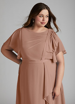 Azazie Aaliyah Modest Bridesmaid Dresses A-Line Scoop Pleated Chiffon Floor-Length Dress image11