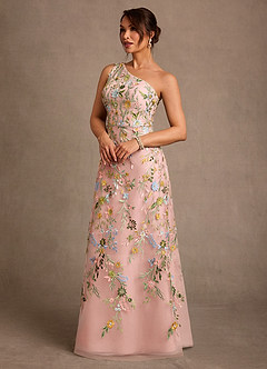 Azazie Bertie Mother of the Bride Dresses Rosette A-Line Lace Dress image3