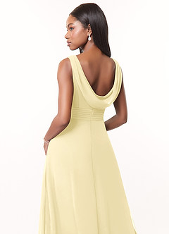 Azazie Karina Bridesmaid Dresses Lemon Sorbet A-Line Pleated Chiffon Dress image4