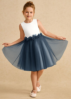 Azazie Louisa Flower Girl Dresses Ivory Neptune A-Line Sleeveless Tulle Dress image4
