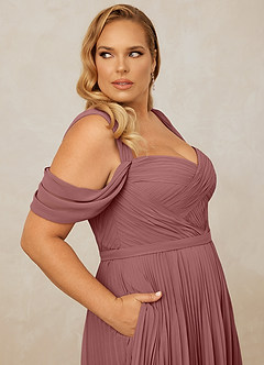 Christian Siriano Bridal for Azazie 1013 Bridesmaid Dresses Desert Rose A-Line Off the Shoulder Chiffon Dress image11