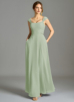 Azazie Oasis Bridesmaid Dresses Dusty Sage A-Line with Pockets Chiffon Dress image6