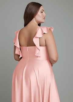 Azazie Leilani Bridesmaid Dresses Powder Pink A-Line Ruched Stretch Satin Dress image16