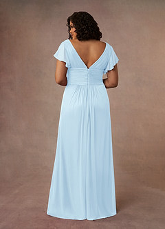 Azazie Reneya Mother of the Bride Dresses Sky Blue A-Line Pleated Mesh Dress image10