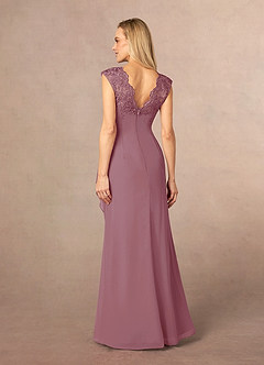 Azazie Gladys Mother of the Bride Dresses Vintage Mauve A-Line Queen Anne Lace Chiffon Dress image4