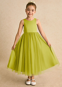Azazie Solia Robe Demoiselle D'honneur Fillette Robe Princesse en Tulle Arc Citronnelle image2