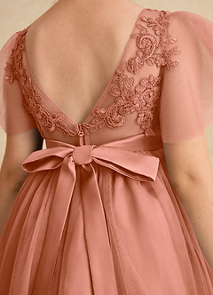 Azazie Queenie Robe Demoiselle D'honneur Fillette Robe Trapèze en Dentelle Mai Tai image6