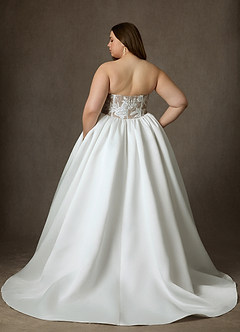 Azazie Mirabeth Abiti da Sposa Abito Principessa in Pizzo Senza Cinturino Bianco Diamante Caramello image14