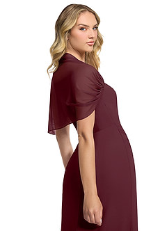 Azazie Zia Bridesmaid Dresses Cabernet Sheath Side Slit Chiffon Convertible Dress image6
