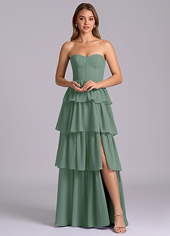Azazie Faye Bridesmaid Dresses Eucalyptus A-Line Sweetheart Neckline Chiffon Dress image6