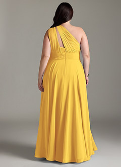 Azazie Charlize Bridesmaid Dresses Marigold A-Line One Shoulder Chiffon Dress image8