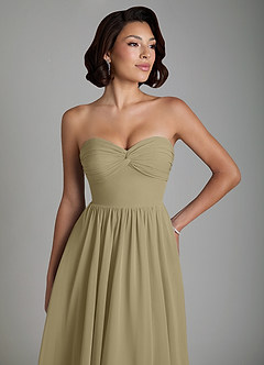 Azazie Petra Robes de demoiselle d'honneur Robe Trapèze en Mousseline de soie Corset Vert Mousse image3