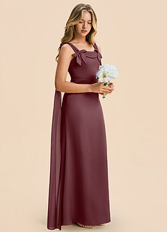 Azazie Chelsea Junior Sangria Sheath Pleated Stretch Satin Dress image6