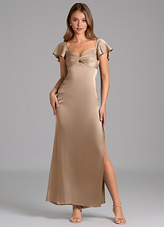 Azazie Demia 신부 들러리 드레스 쉬스 스윗하트 네크라인 스트레치 새틴 발목 길이 드레스 image1