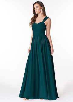 Azazie Zapheira Bridesmaid Dresses Pine A-Line Ruched Chiffon Dress image3