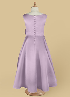 Azazie Lindy Flower Girl Dresses Frosted Lilac A-Line Pleated Matte Satin Dress image14