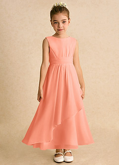 Azazie Edelweiss vestidos de niña de las flores Vestido de Atardecer de Gasa de Corte En A con Plisado image4