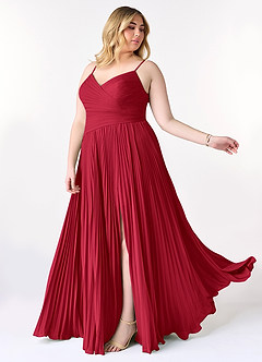 Azazie Vini Bridesmaid Dresses Scarlet A-Line V-Neck Pleated Chiffon Dress image10
