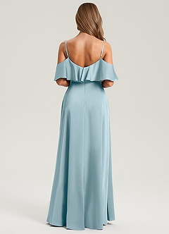 Azazie Jean Jurken voor bruidsmeisjes Jurk van Stretch Satijn met A-Lijn Off the Shoulder Mystiek Blauw image2