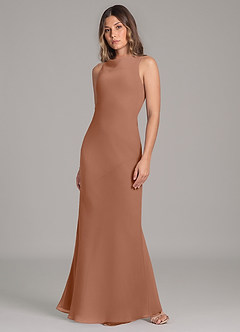 Azazie Allettie Abiti da Damigella Abito Sirena in Chiffon Bronzo image3