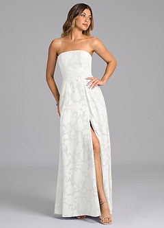 Azazie Wren Bridesmaid Dresses White A-Line Strapless Floral Burnout Dress image7