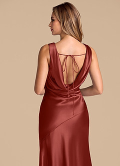 Azazie Rylina 신부 들러리 드레스 인어 메탈릭 새틴 바닥 길이 드레스 image2