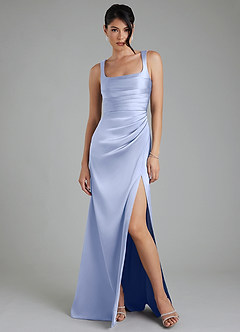 Azazie Sierra Bridesmaid Dresses Ice A-Line Corset Stretch Satin Dress image6