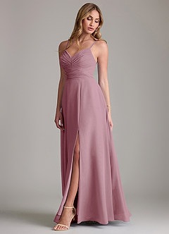 Azazie Terese Bridesmaid Dresses Vintage Mauve A-Line Pleated Chiffon Dress image4