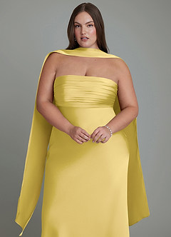 Azazie Saylor Vestidos de damas de honor Vestido Canario de Satén Elástico de Corte Sirena con Palabra de honor image18