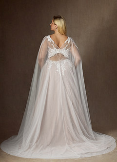 Azazie Goddess Wedding Dresses Diamond White Caramel A-Line V-Neck Sequins Tulle Dress image14