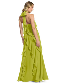Azazie Velma Bridesmaid Dresses Lemongrass A-Line Side Slit Chiffon Dress image2
