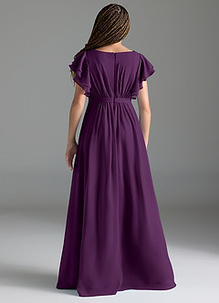 Azazie Daphne Junior Grape A-Line Pleated Chiffon Dress image2