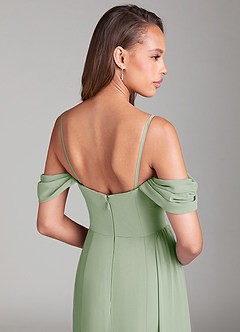 Azazie Amyra Bridesmaid Dresses Dusty Sage Sheath Off the Shoulder Chiffon Convertible Dress image7