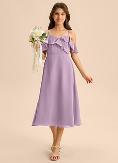 Azazie Kamilla Junior Klä av A-Line i Chiffong Av axeln image4