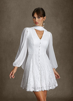 Azazie Dionne Hochzeitskleider A-Linie Spitze Kleid Diamantweiß image1