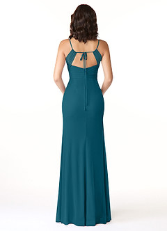 Azazie Reneya Bridesmaid Dresses Ink Blue Mermaid Bow Mesh Dress image2