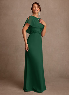 Azazie Frieda Mother of the Bride Dresses Dark Green A-Line Applique Chiffon Dress image4