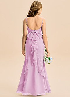 Azazie Lioren Junior Candy Pink Mermaid Bow Chiffon Dress image5