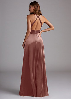 Azazie Davis Bridesmaid Dresses Rustic Rose A-Line Velvet Dress image2