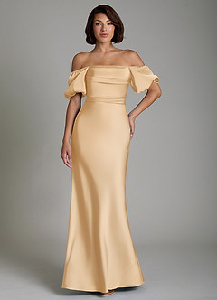 Azazie Lea Bridesmaid Dresses Gold Mermaid Off the Shoulder Stretch Satin Convertible Dress image8
