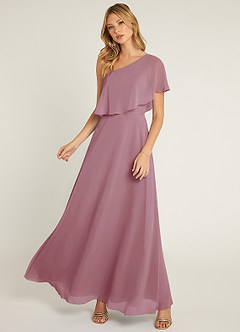 Azazie Lizzy Bridesmaid Dresses Vintage Mauve A-Line One Shoulder Chiffon Dress image5