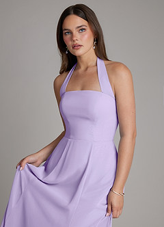 Azazie Irina Bridesmaid Dresses Lilac A-Line Pleated Chiffon Dress image4