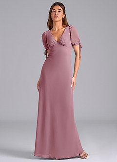Azazie Pheby Bridesmaid Dresses Vintage Mauve A-Line Pleated Chiffon Dress image1