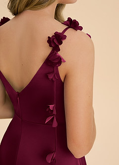 Azazie Gumdrop Junior Burgundy Empire Pleated Stretch Satin Dress image6