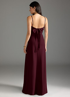 Azazie Melia Bridesmaid Dresses Cabernet A-Line Bow Stretch Crepe Dress image4