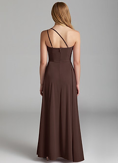 Azazie Maron Junior Linia A Pofałdowany Satyna elastyczna Długość podłogi Młodsza druhna Sukienka image4