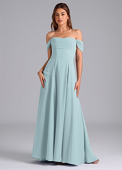 Azazie Almina Bridesmaid Dresses Mist A-Line Off the Shoulder Chiffon Convertible Dress image3