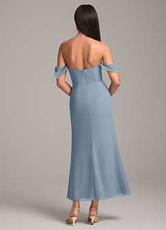 Azazie Saige Bridesmaid Dresses Dusty Blue Sheath Off the Shoulder Chiffon Convertible Dress image5