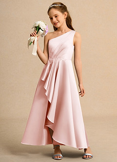 Azazie Taffy Junior Formal Flower Girl Klänningar Klä A-Line i Matt satäng Spets image3